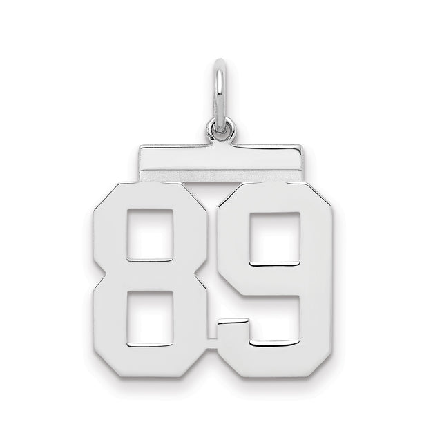 Sterling Silver Number 89 Pendant, Bold Block Numerals, Sports Jersey Style Charm