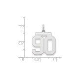 Medium Polished Number 90 Charm Pendant in Real 925 Sterling Silver