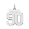 Medium Polished Number 90 Charm Pendant in Real 925 Sterling Silver