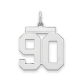 Medium Polished Number 90 Charm Pendant in Real 925 Sterling Silver