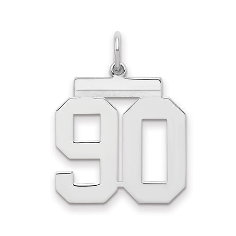 Medium Polished Number 90 Charm Pendant in Real 925 Sterling Silver