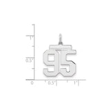 Medium Polished Number 95 Charm Pendant in Real 925 Sterling Silver