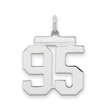 Medium Polished Number 95 Charm Pendant in Real 925 Sterling Silver
