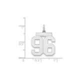 Medium Polished Number 96 Charm Pendant in Real 925 Sterling Silver