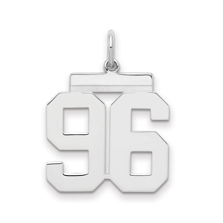 Medium Polished Number 96 Charm Pendant in Real 925 Sterling Silver