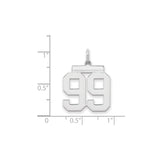 Sterling Silver Number 99 Pendant, Bold Athletic Style Charm for Men and Women