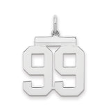 Sterling Silver Number 99 Pendant, Bold Athletic Style Charm for Men and Women