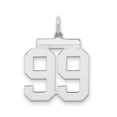 Sterling Silver Number 99 Pendant, Bold Athletic Style Charm for Men and Women