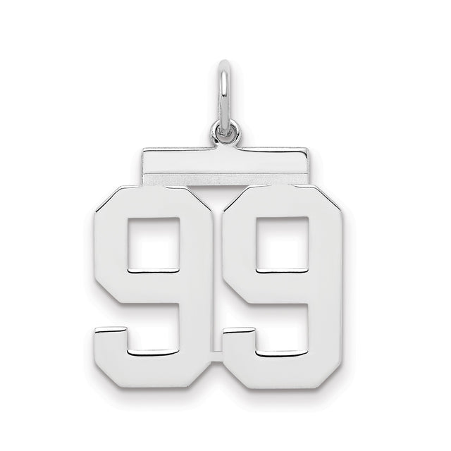 Sterling Silver Number 99 Pendant, Bold Athletic Style Charm for Men and Women