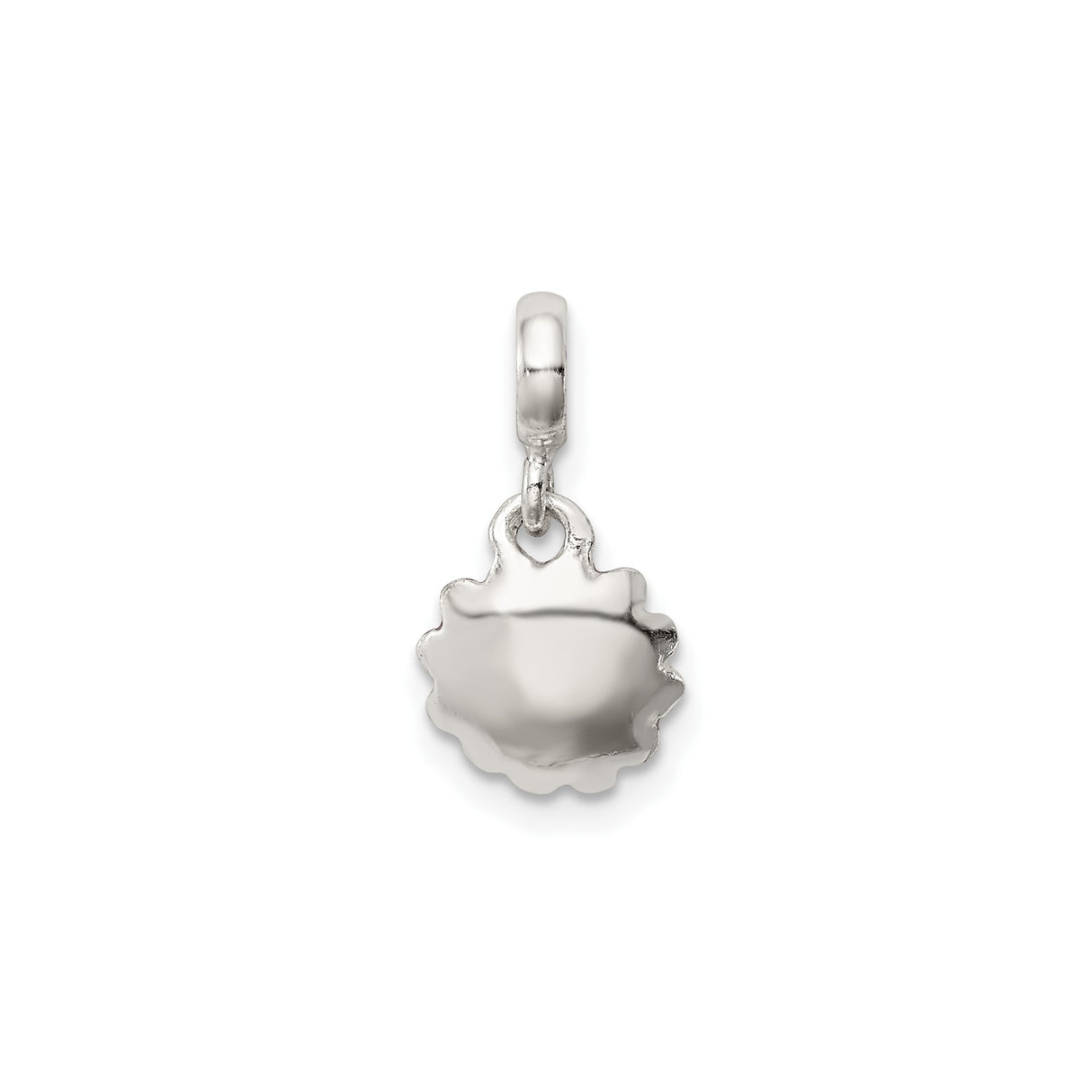 Sterling Silver Floral Charm Pendant with Pink Enamel Flower and Cubic Zirconia