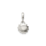 Sterling Silver Floral Charm Pendant with Pink Enamel Flower and Cubic Zirconia