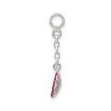 Sterling Silver Flower Charm with Cubic Zirconia, Pink Enamel Dangle, Spring Floral Theme