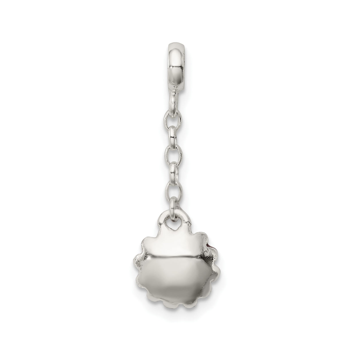 Sterling Silver Flower Charm with Cubic Zirconia, Pink Enamel Dangle, Spring Floral Theme