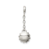 Sterling Silver Flower Charm with Cubic Zirconia, Pink Enamel Dangle, Spring Floral Theme
