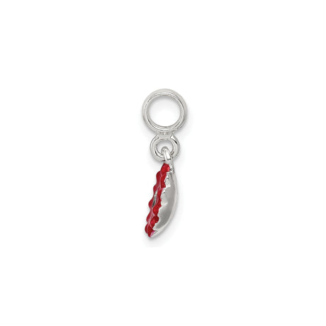 Sterling Silver Flower Pendant with Cubic Zirconia and Red Enamel Floral Design