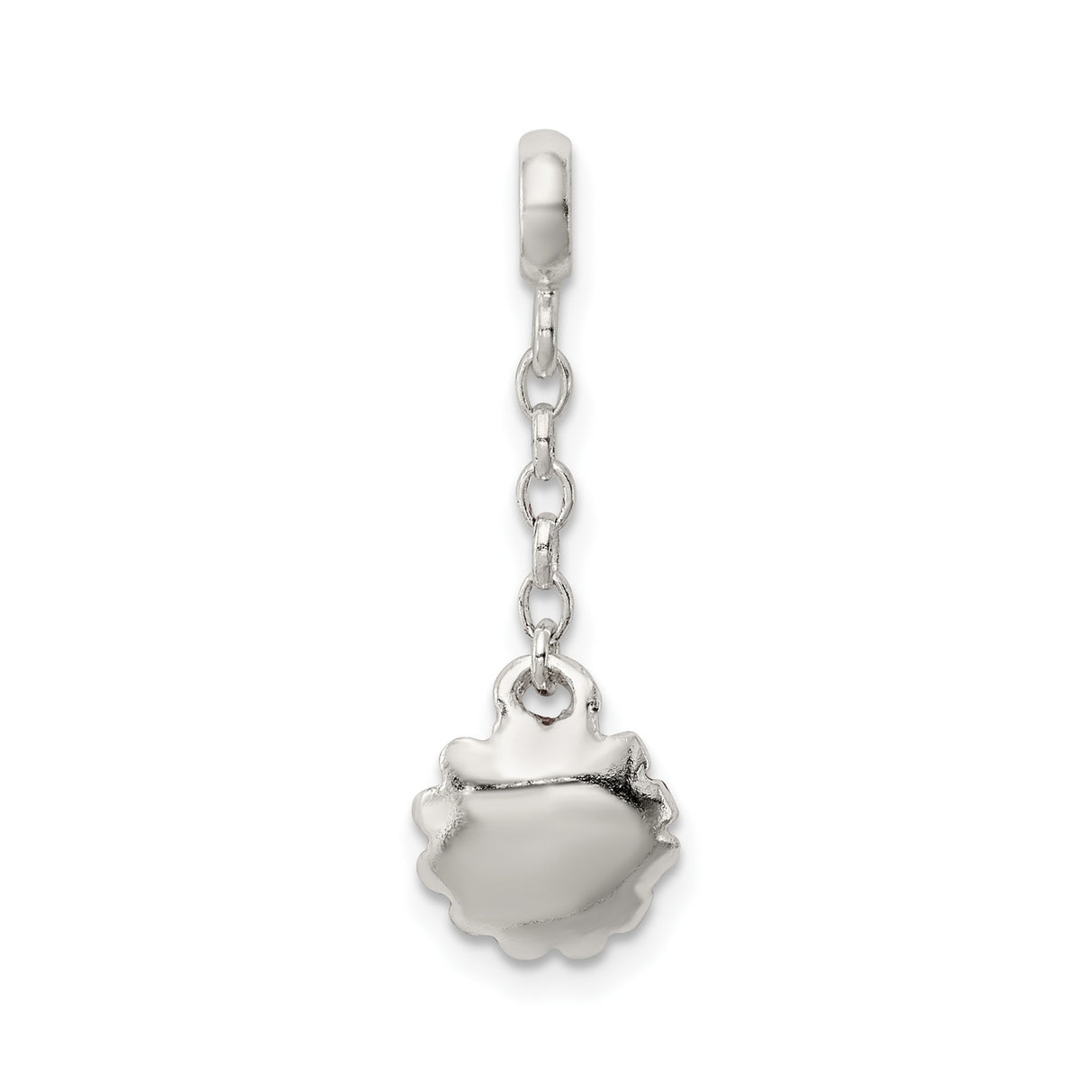 Sterling Silver Flower Dangle Charm with Cubic Zirconia, Red Enamel, Floral Jewelry Design
