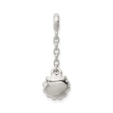 Sterling Silver Flower Dangle Charm with Cubic Zirconia, Red Enamel, Floral Jewelry Design