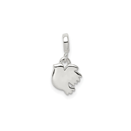 Sterling Silver Dove Pendant with Polished Flying Dove Symbol of Peace and Faith