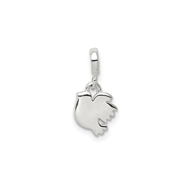 Sterling Silver Dove Pendant with Polished Flying Dove Symbol of Peace and Faith