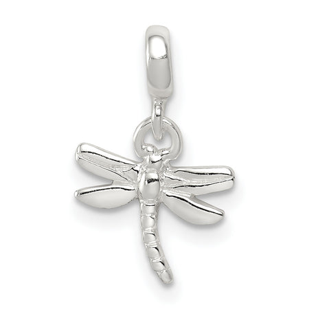 Dragonfly Enhancer Charm Pendant in Real 925 Sterling Silver