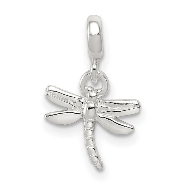 Dragonfly Enhancer Charm Pendant in Real 925 Sterling Silver