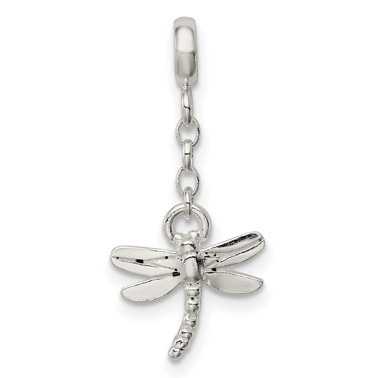 Dragonfly Dangle Enhancer Charm Pendant in Real 925 Sterling Silver