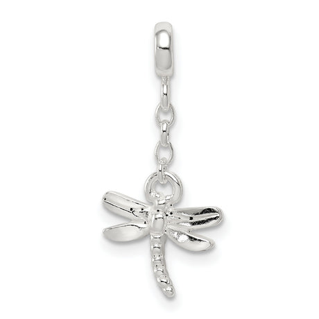 Dragonfly Dangle Enhancer Charm Pendant in Real 925 Sterling Silver