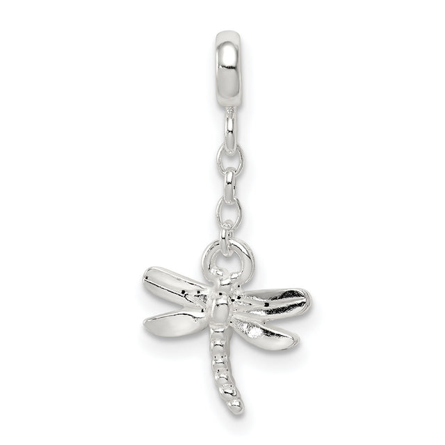 Dragonfly Dangle Enhancer Charm Pendant in Real 925 Sterling Silver