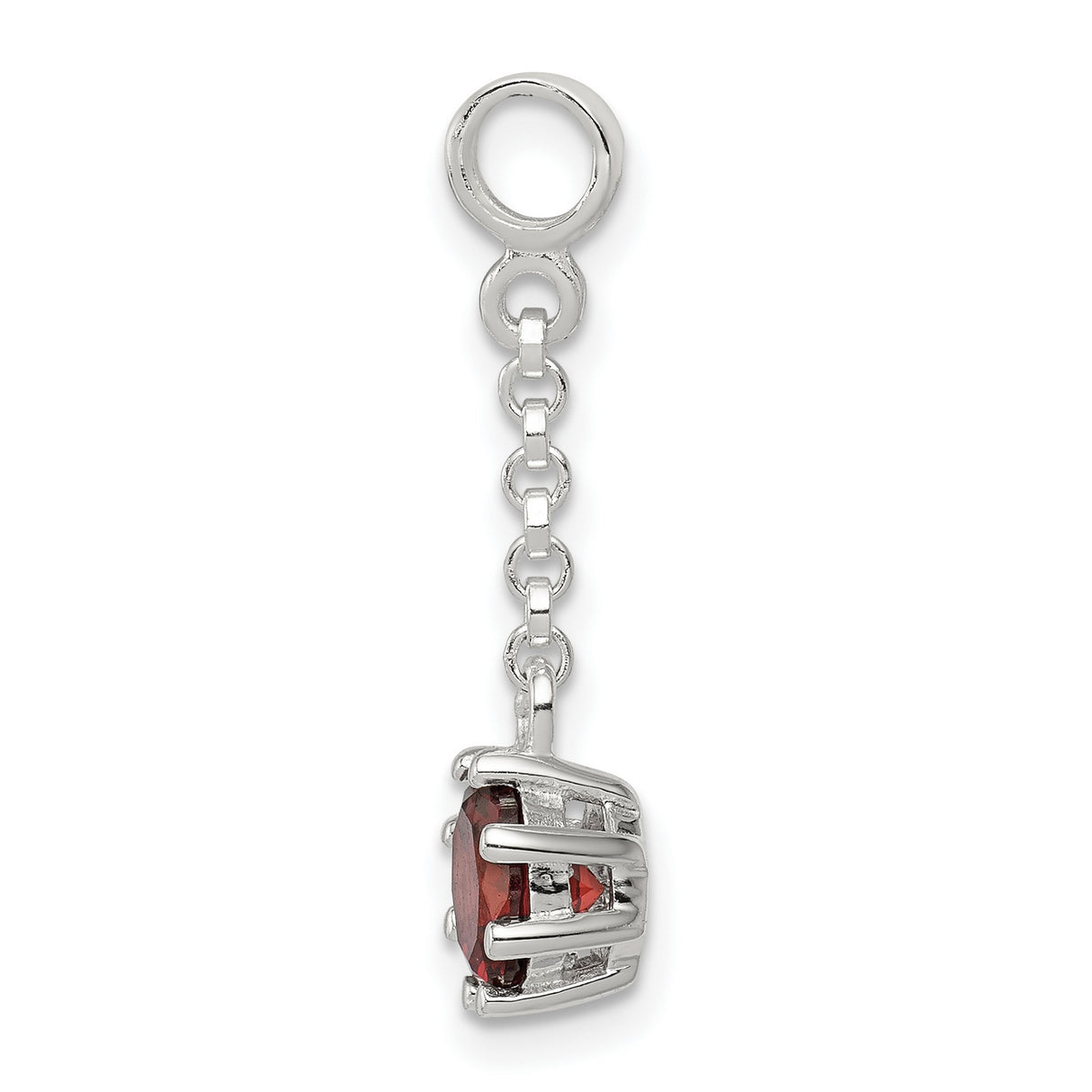 Sterling Silver Dangle Charm with Cubic Zirconia, Chain Link Drop, Romantic Jewelry for Women