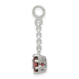 Sterling Silver Dangle Charm with Cubic Zirconia, Chain Link Drop, Romantic Jewelry for Women
