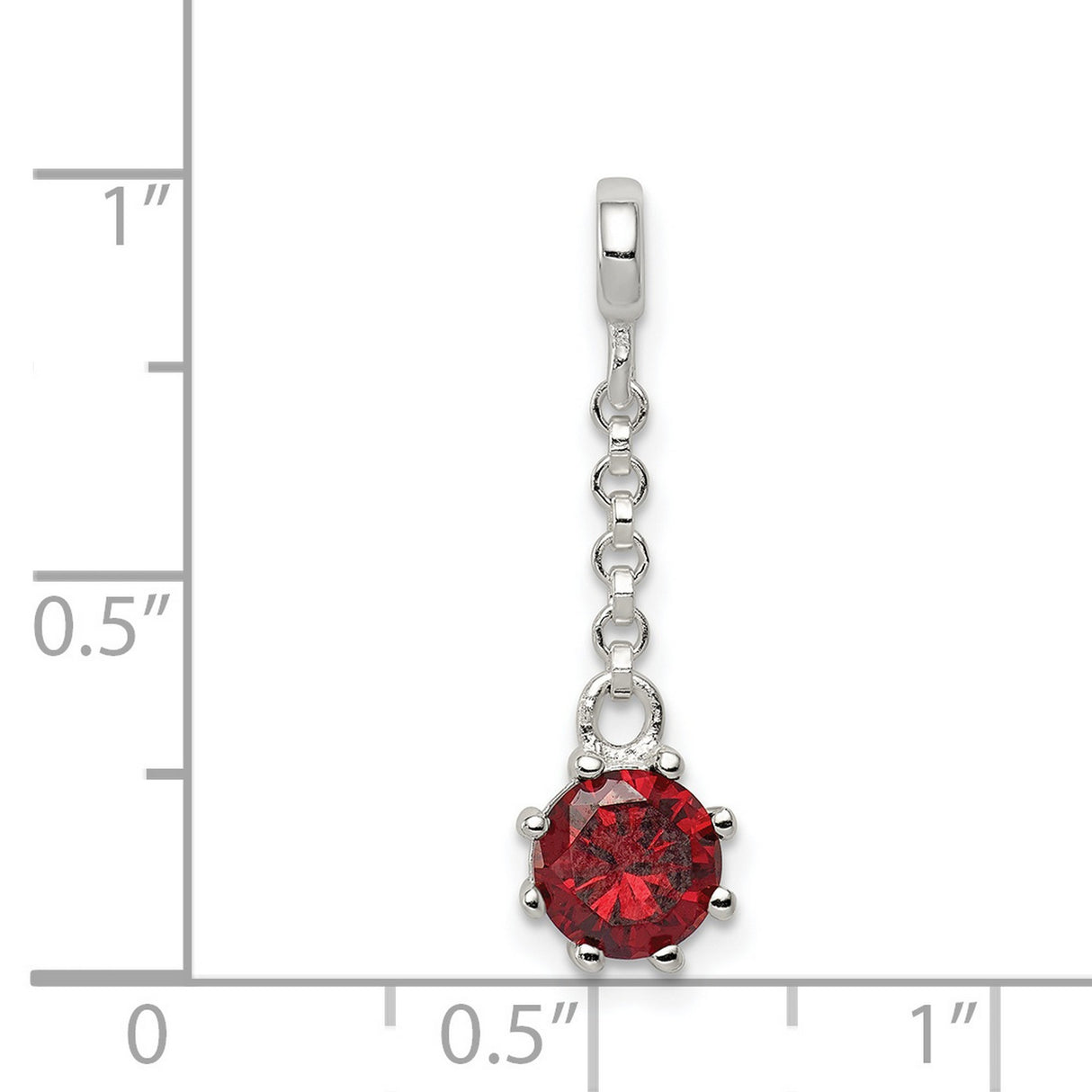 Sterling Silver Dangle Charm with Cubic Zirconia, Chain Link Drop, Romantic Jewelry for Women