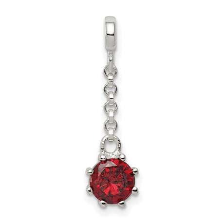 Sterling Silver Dangle Charm with Cubic Zirconia, Chain Link Drop, Romantic Jewelry for Women