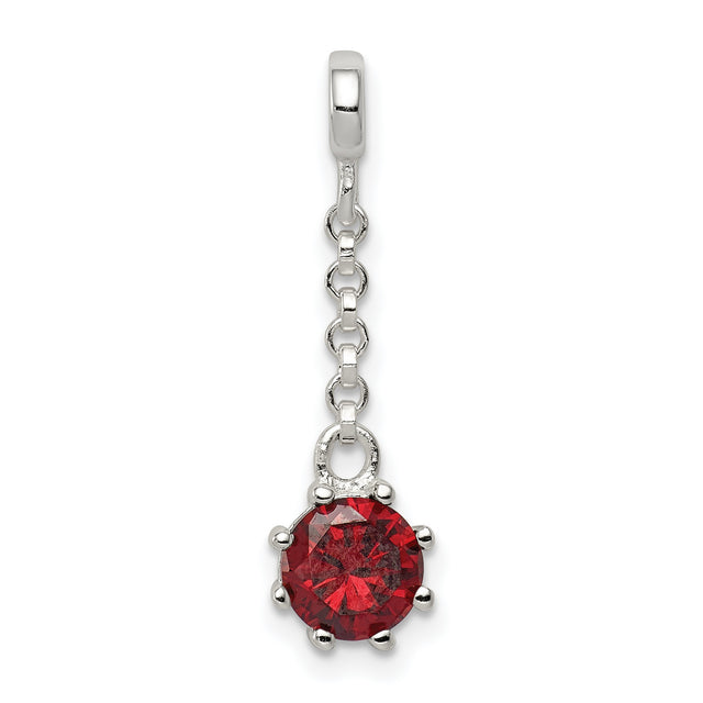 Sterling Silver Dangle Charm with Cubic Zirconia, Chain Link Drop, Romantic Jewelry for Women