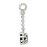 Sterling Silver Dangle Charm with Black Cubic Zirconia, Minimalist Modern Design