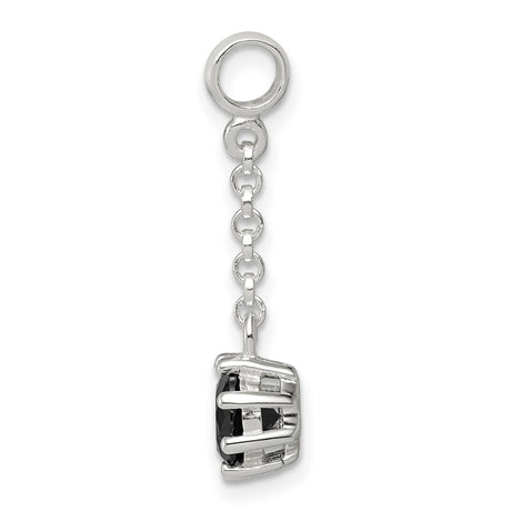Sterling Silver Dangle Charm with Black Cubic Zirconia, Minimalist Modern Design