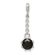 Sterling Silver Dangle Charm with Black Cubic Zirconia, Minimalist Modern Design
