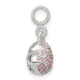 Sterling Silver Heart Charm Pendant with Pink and Clear Cubic Zirconia, Romantic Design