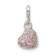 Sterling Silver Heart Charm Pendant with Pink and Clear Cubic Zirconia, Romantic Design