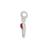 Sterling Silver Angel Charm Pendant with Red Enamel Heart and Wings, Spiritual Jewelry
