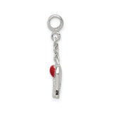 Sterling Silver Winged Heart Pendant with Red Enamel, Angel Wings, Symbolic Remembrance Jewelry