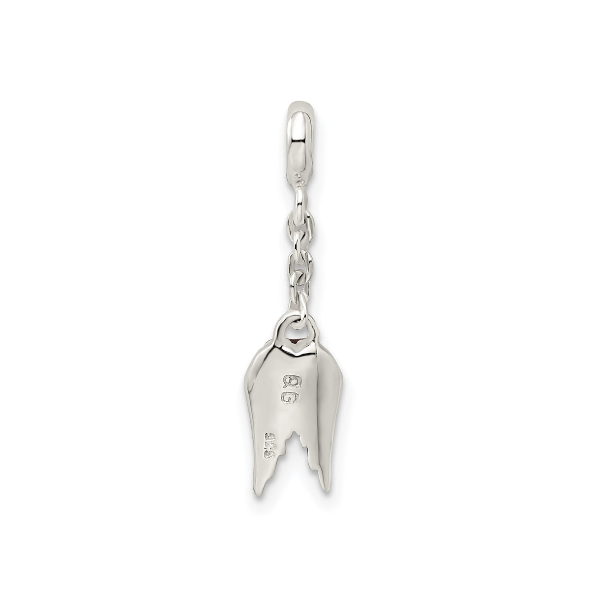 Sterling Silver Winged Heart Pendant with Red Enamel, Angel Wings, Symbolic Remembrance Jewelry
