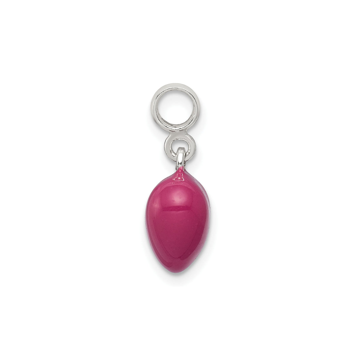 Sterling Silver Heart Pendant with Pink Enamel, Romantic Glossy Finish Charm for Women
