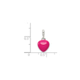 Sterling Silver Heart Pendant with Pink Enamel, Romantic Glossy Finish Charm for Women