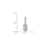 Sterling Silver Dollar Sign Pendant with Cubic Zirconia, Iced Out Money Symbol Charm