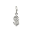 Sterling Silver Dollar Sign Pendant with Cubic Zirconia, Iced Out Money Symbol Charm