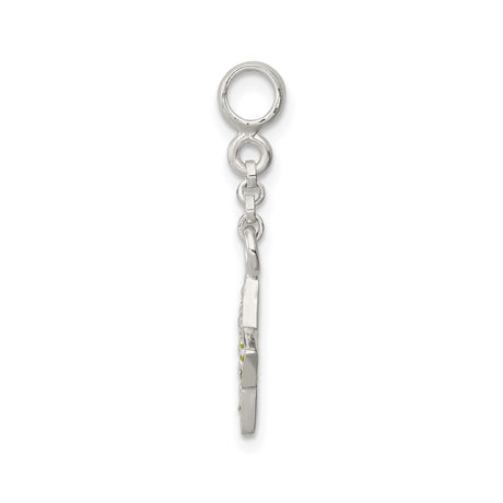 Sterling Silver Star Pendant Charm with Cubic Zirconia, Open Celestial Design for Women or Teens