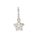 Sterling Silver Star Pendant Charm with Cubic Zirconia, Open Celestial Design for Women or Teens