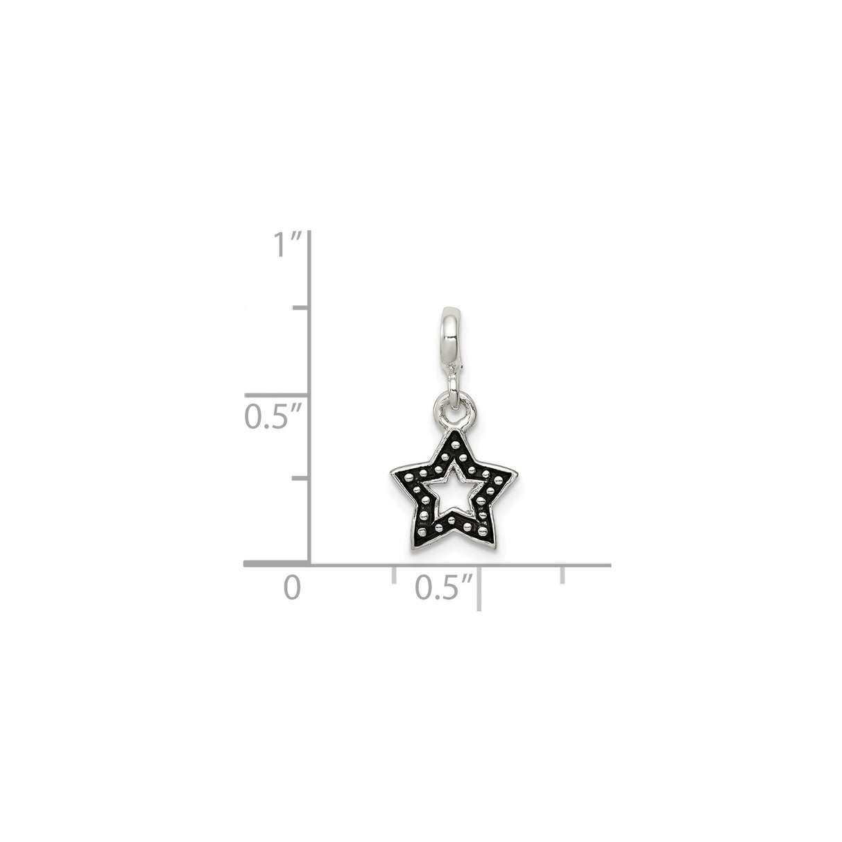 Sterling Silver Pendant Charm with Double Star Outline and Oxidized Dotted Accents