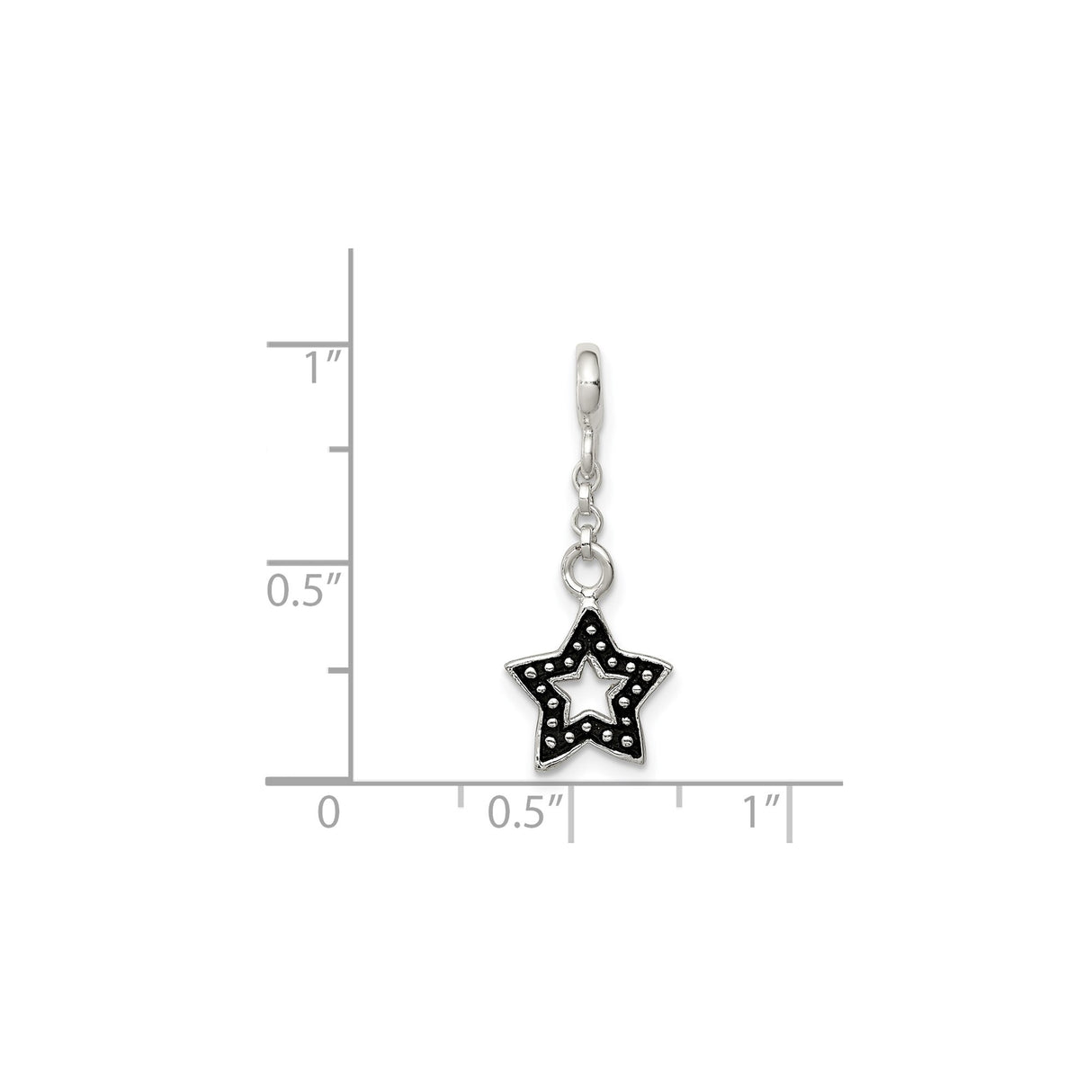 Sterling Silver Star Charm Pendant with Layered Open Design and Dot Accents