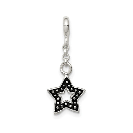 Sterling Silver Star Charm Pendant with Layered Open Design and Dot Accents